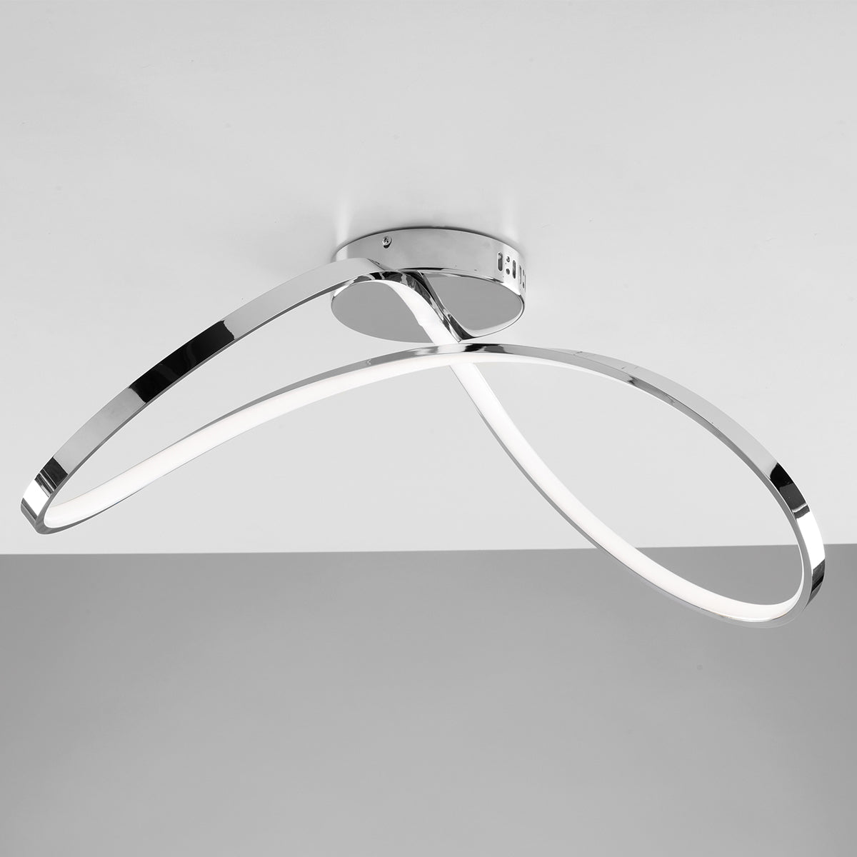 Plafoniera LED da soffitto Infinity in alluminio cromato lucido 45W 4500K Ø 40cm