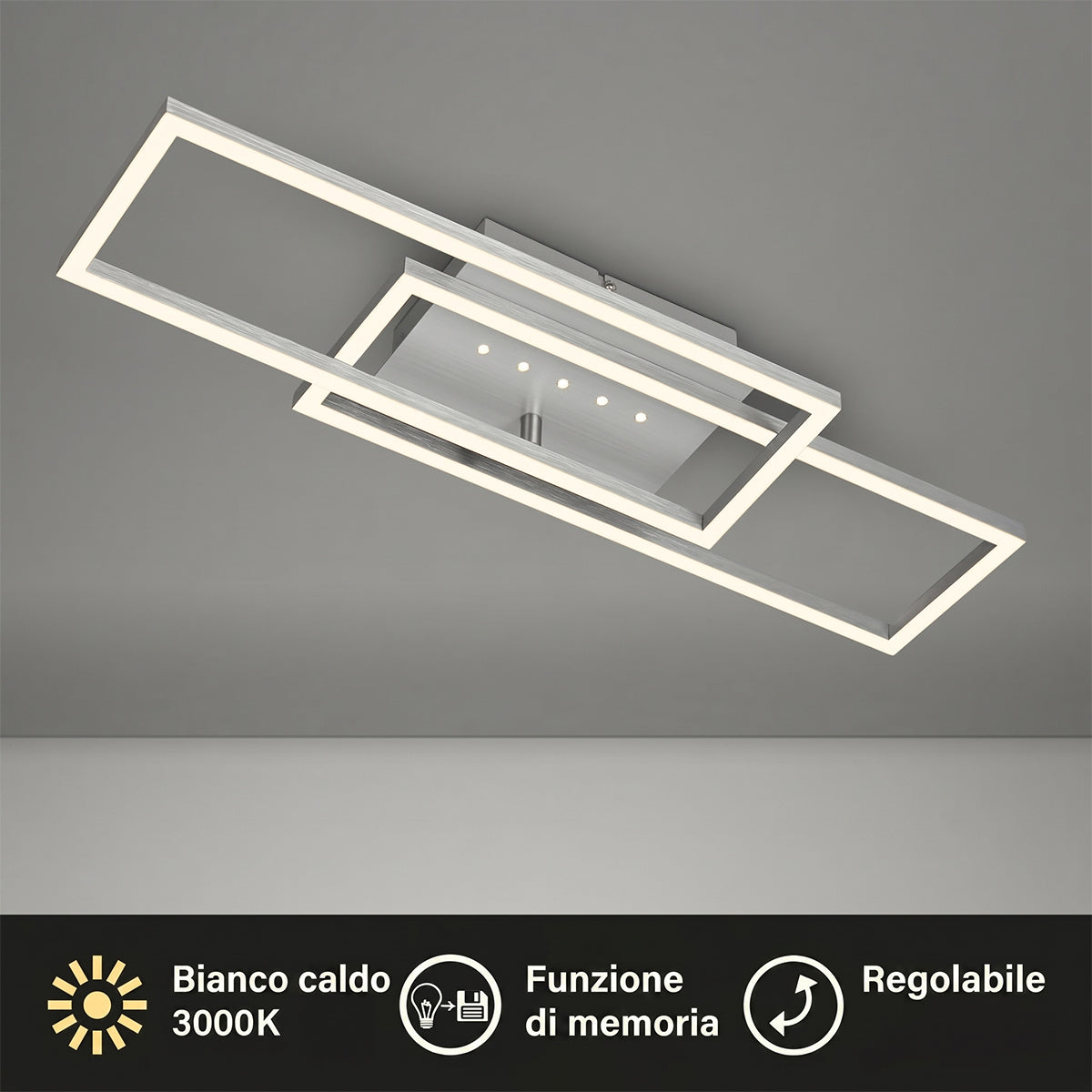 Plafoniera LED da soffitto orientabile 2850lm 30W funzione memoria