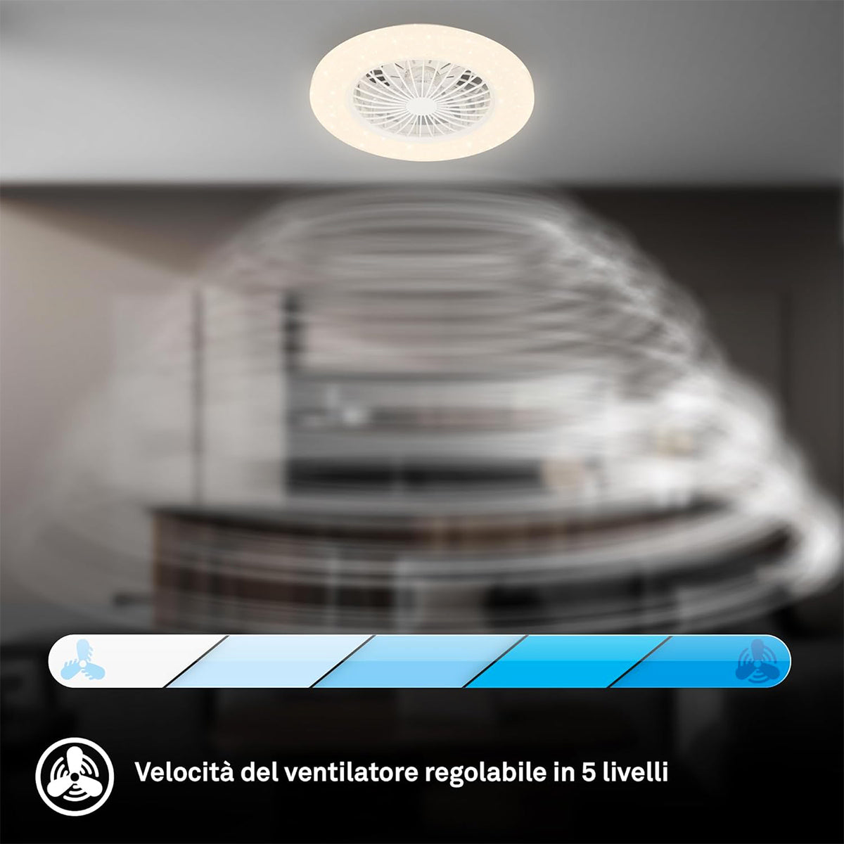 Plafoniera ventilatore bianco Ø 48,5cm 48W 5300lm CCT e colori RGBIC con telecomando