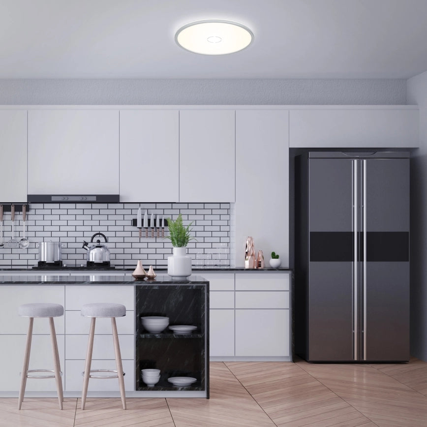 Plafoniera Free Led ultrapiatta d. 42 cm 22 W 3000 lm bianco freddo argento