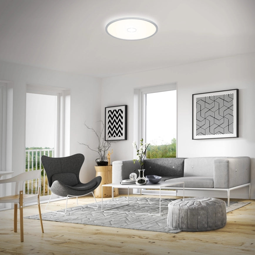 Plafoniera Free Led ultrapiatta d. 42 cm 22 W 3000 lm bianco freddo argento