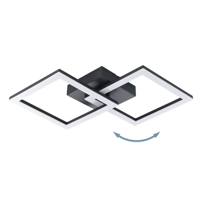 Plafoniera Led 20 W 2600 lm bianco freddo 52,5x31x7 cm nera
