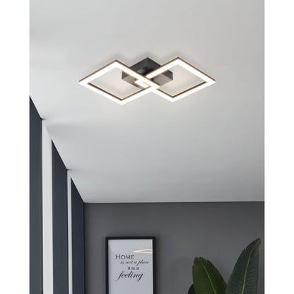 Plafoniera Led 20 W 2600 lm bianco freddo 52,5x31x7 cm nera