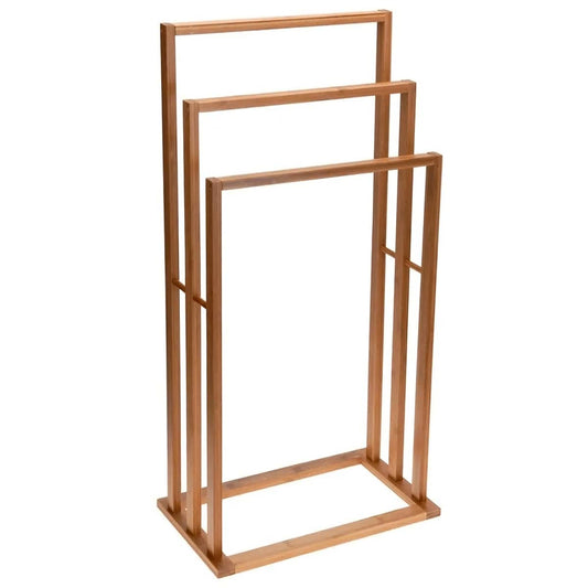 Porta asciugamani da terra in legno di bamboo 40x24,5x82 cm