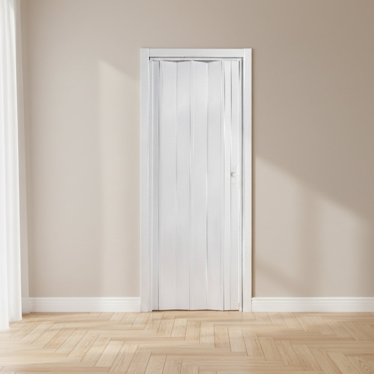 Porta a soffietto in pvc da interno bianca 214 cm con serratura