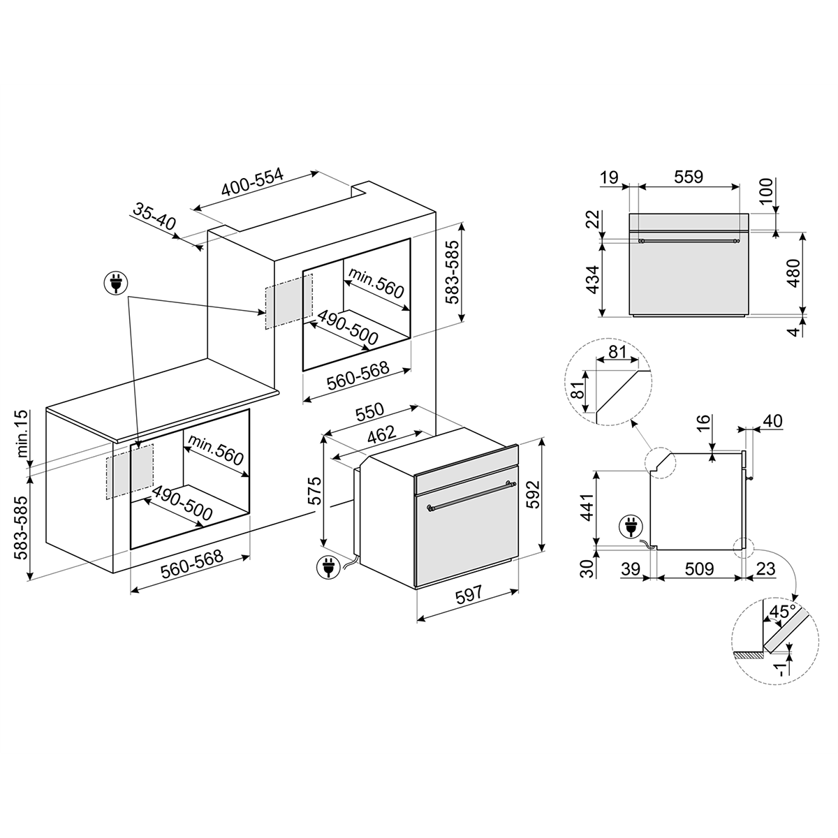 Forno da incasso elettrico ventilato 60 cm Smeg