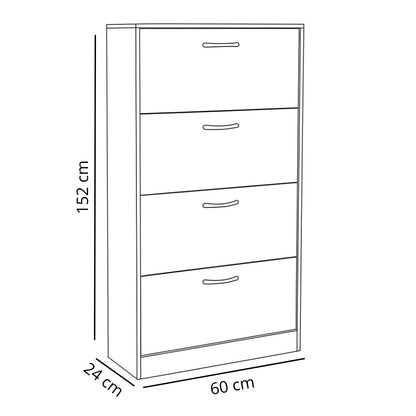 Scarpiera con 4 ante a ribalta 60x24x152 cm