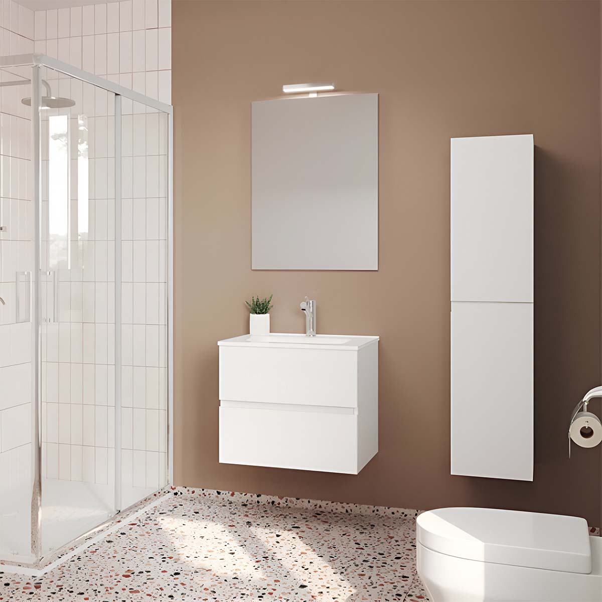 Colonna bagno sospesa bianca 2 ante