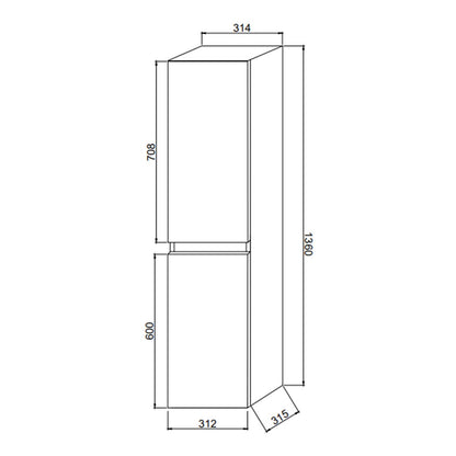 Colonna bagno sospesa bianca 2 ante