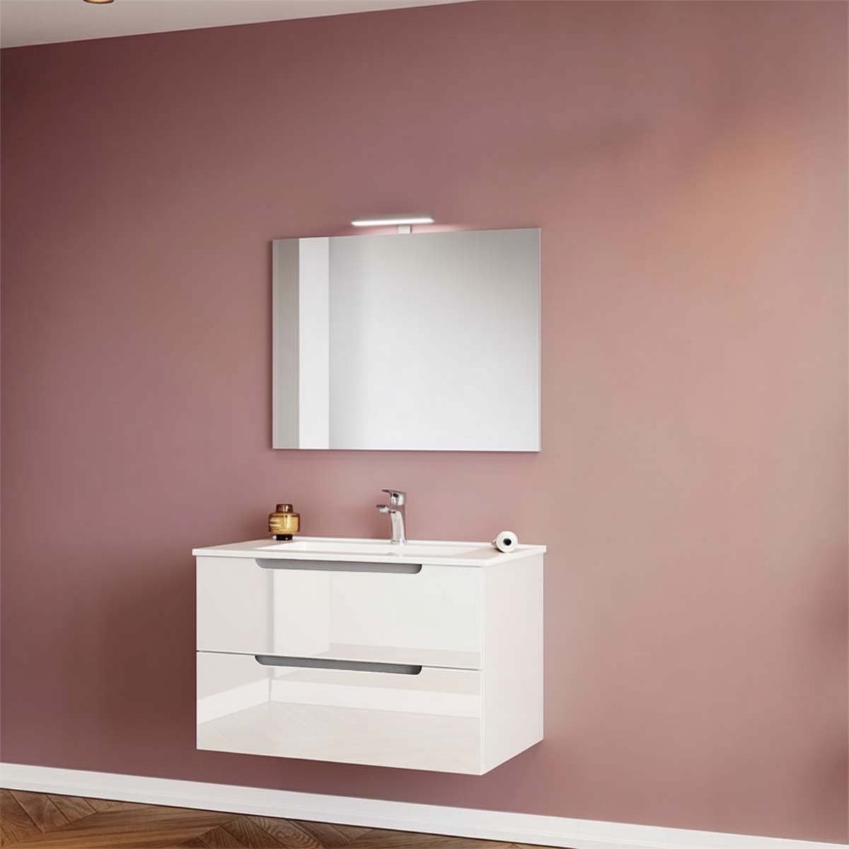 Composizione bagno sospesa 80 cm Ibiza bianco con 2 cassetti