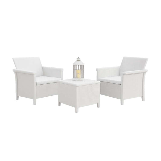 Salotto da giardino in resina effetto rattan 2 posti con tavolino ‘Dolcefarniente’ set 3 pz