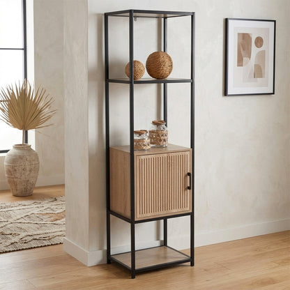 Scaffale a colonna in legno 5 ripiani rovere 43x33x153 cm
