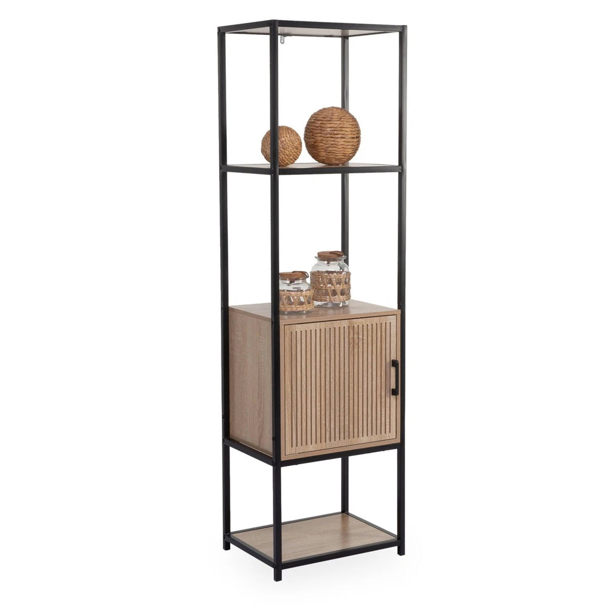 Scaffale a colonna in legno 5 ripiani rovere 43x33x153 cm