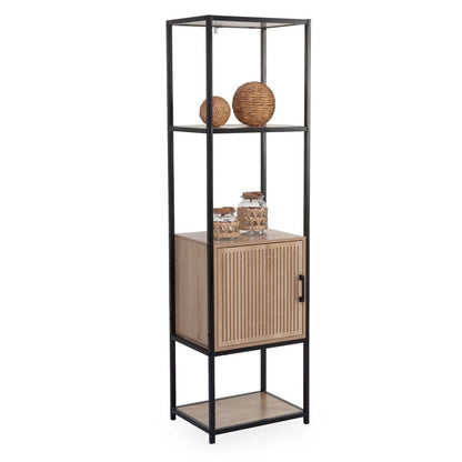 Scaffale a colonna in legno 5 ripiani rovere 43x33x153 cm