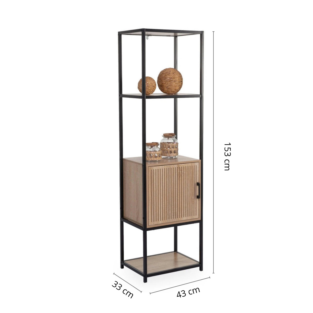 Scaffale a colonna in legno 5 ripiani rovere 43x33x153 cm