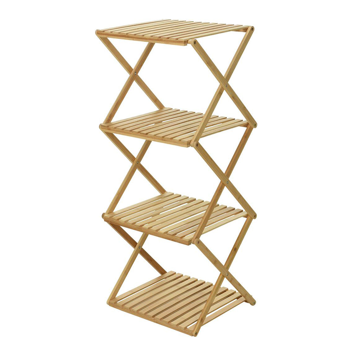 Scaffale pieghevole in bambù 4 ripiani 40x45x75 cm