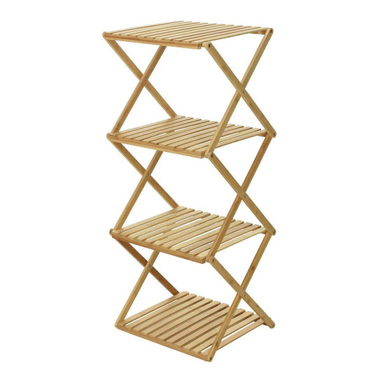 Scaffale pieghevole in bambù 4 ripiani 40x45x75 cm