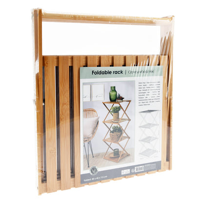 Scaffale pieghevole in bambù 4 ripiani 40x45x75 cm