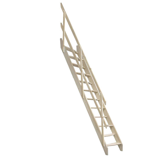 Scala interna Oslo in abete grezzo 54,5x299 cm 12 gradini e corrimano