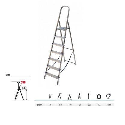 Scala in alluminio 7 gradini h 210 cm Facal Alfa maxi
