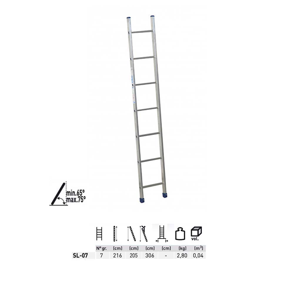 Scala stilo S da appoggio 7 gradini h. 216 cm in alluminio