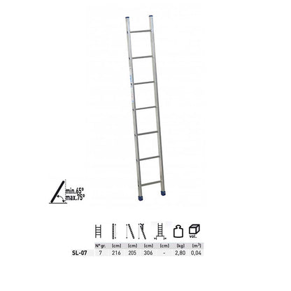 Scala stilo S da appoggio 7 gradini h. 216 cm in alluminio