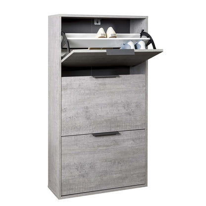 Scarpiera 65x125h cm cemento con 3 ante a ribalta