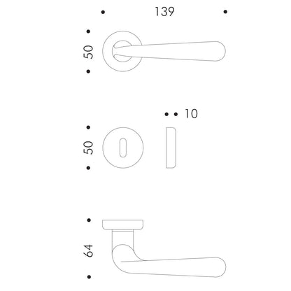 Maniglia per porta battente rosetta e bocchetta tonde Atelier CLOE