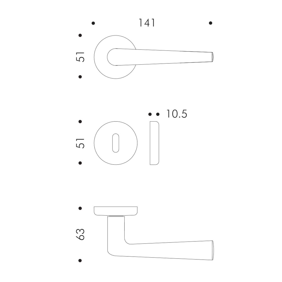 Maniglia per porta battente rosetta e bocchetta tonde Atelier ERA