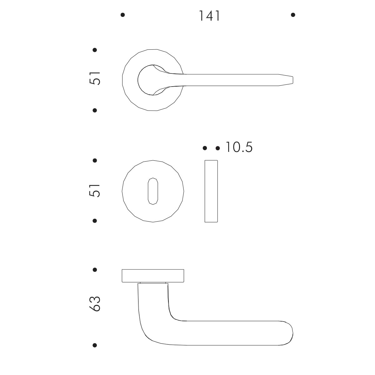 Maniglia per porta battente rosetta e bocchetta tonde Atelier FEBE