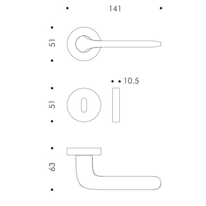 Maniglia per porta battente rosetta e bocchetta tonde Atelier FEBE