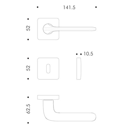 Maniglia per porta battente rosetta e bocchetta quadre Atelier IGEA
