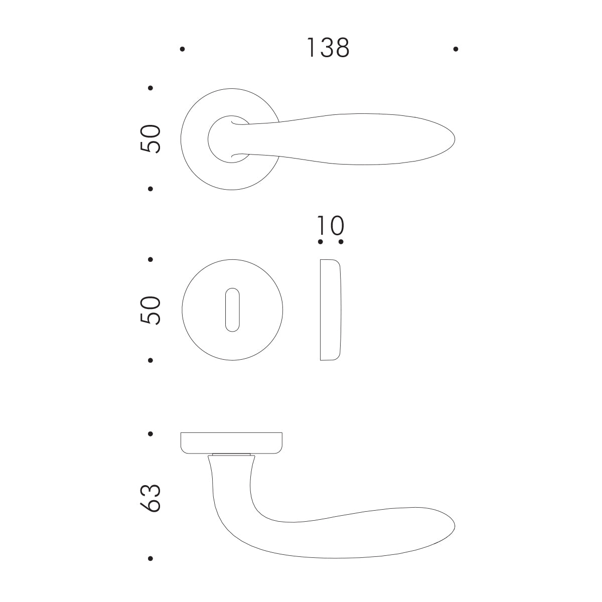 Maniglia per porta battente rosetta e bocchetta tonde Atelier IRIS