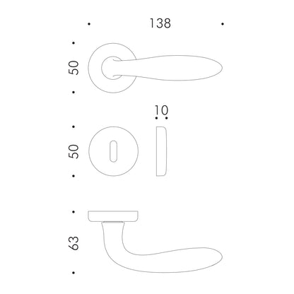 Maniglia per porta battente rosetta e bocchetta tonde Atelier IRIS