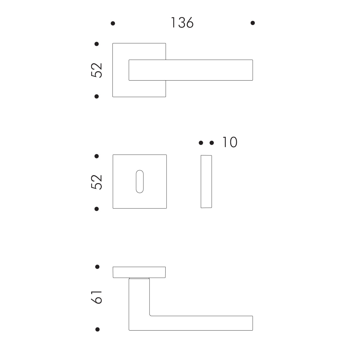 Maniglia per porta battente rosetta e bocchetta quadre Atelier LEDA