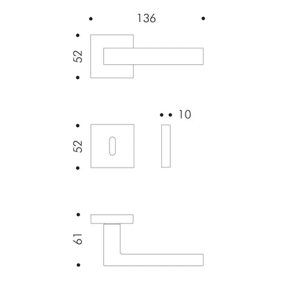 Maniglia per porta battente rosetta e bocchetta quadre Atelier LEDA