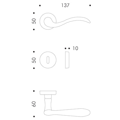 Maniglia per porta battente oro lucido rosetta e bocchetta tonde Atelier METI