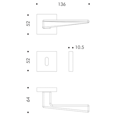 Maniglia per porta battente rosetta e bocchetta quadre Atelier NIKE