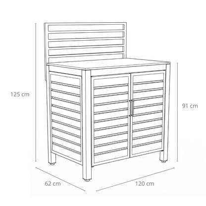 Mobile base per cucina da esterno 120x62x91 cm in alluminio con top in pietra