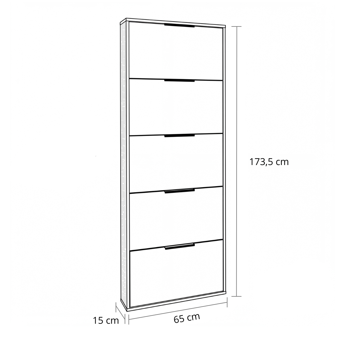 Scarpiera slim 65x173h cm cemento con 5 ante a ribalta