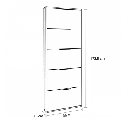 Scarpiera slim 65x173h cm cemento con 5 ante a ribalta