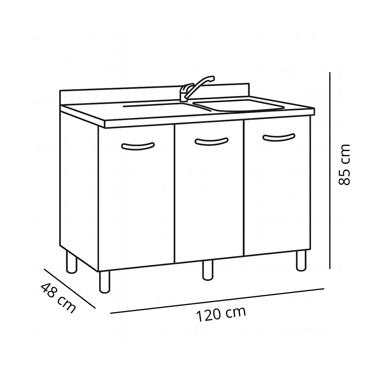 Mobile sottolavello cucina 120x85x48 cm vasca a destra