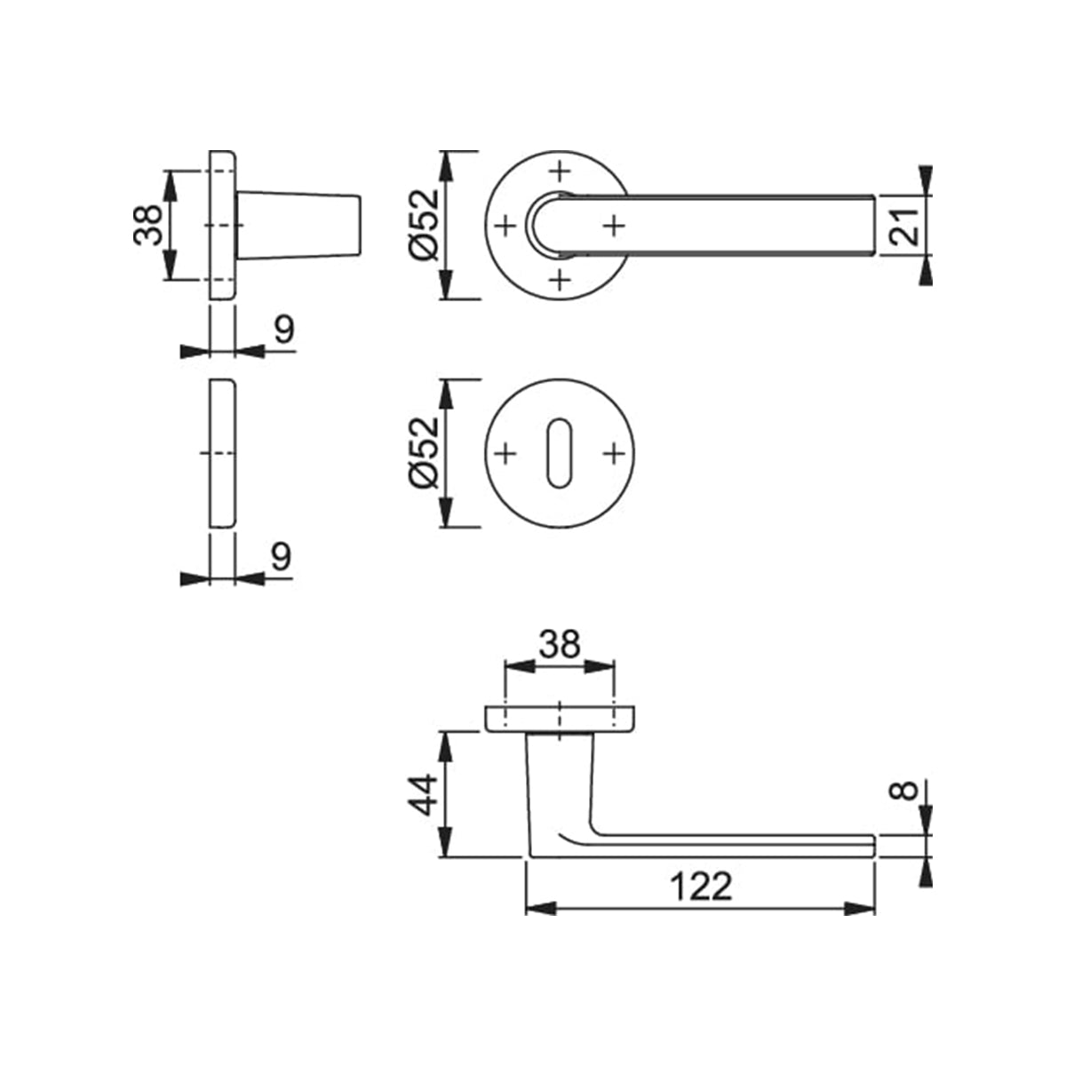 Maniglia Hoppe Los Angeles rosetta e bocchetta tonde d. 52 mm