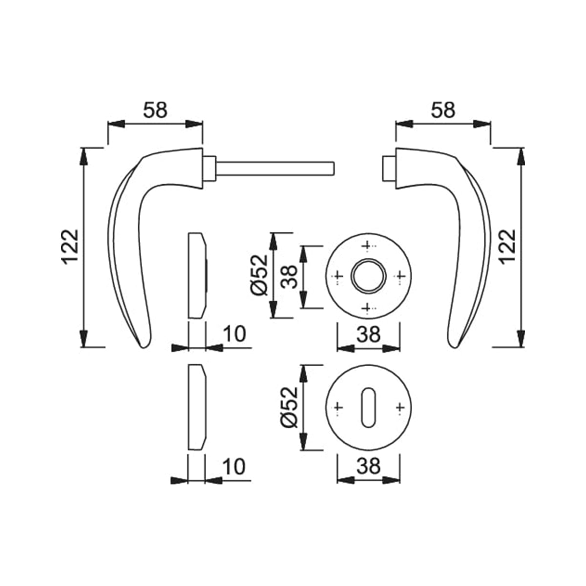 Maniglia Hoppe Atlanta rosetta e bocchetta tonde d. 52 mm