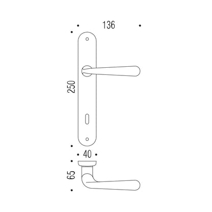 Maniglia per porta battente cromo con placca interasse 70mm Colombo Robodue