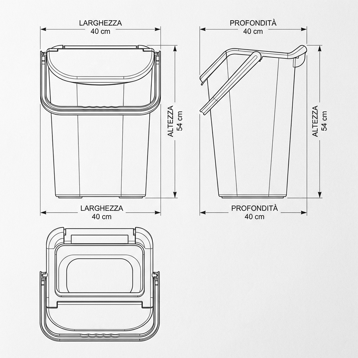 Pattumiera raccolta differenziata 40 Lt con maniglione Tower Bin