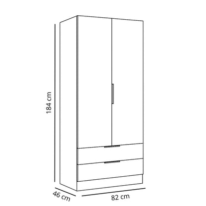 Armadio 82x184h cm bianco opaco con 2 ante e 2 cassetti