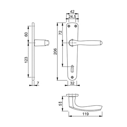 Maniglia Hoppe Milano con placca interasse 70 mm