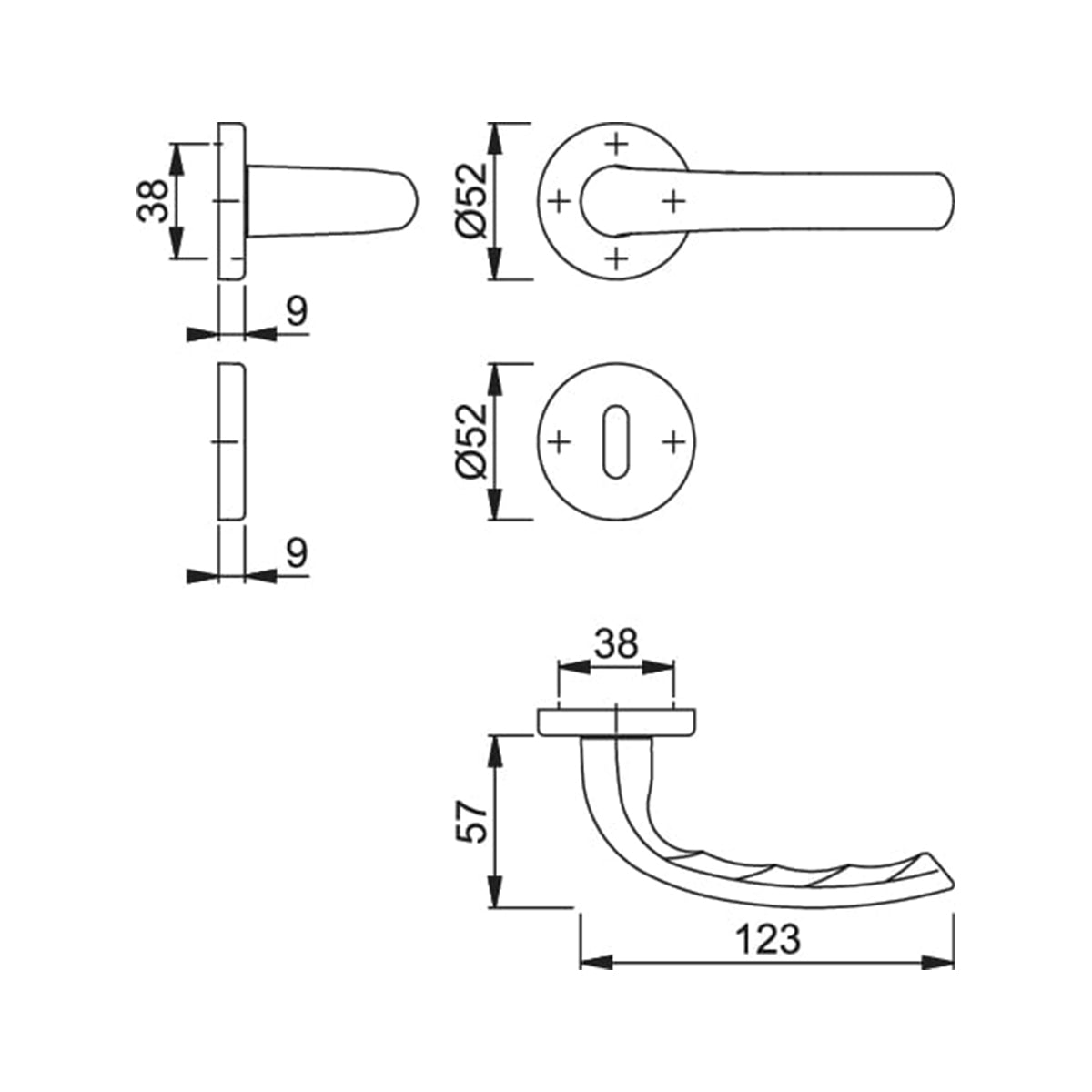 Maniglia Hoppe Tokyo rosetta e bocchetta tonde diametro 52 mm