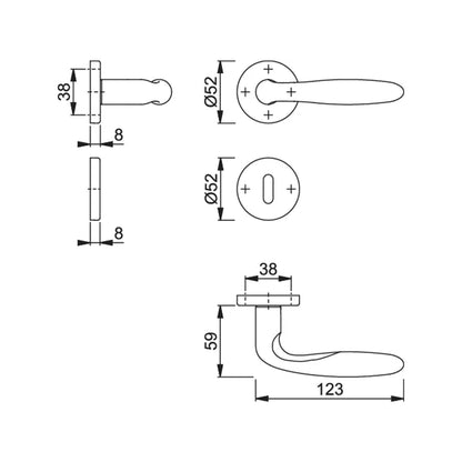 Maniglia Hoppe Verona rosetta e bocchetta tonde 52 mm acciaio inox